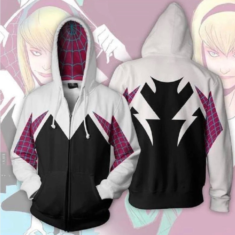 Spider Man Hoodie Gwen Stacy Zip
Up Hoodie Adult Women’s Size L NWT